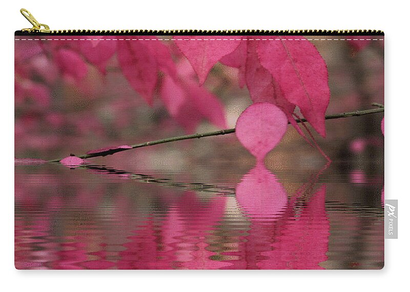 Season Zip Pouch featuring the photograph Red Autumn Leaf Reflections by Judy Palkimas