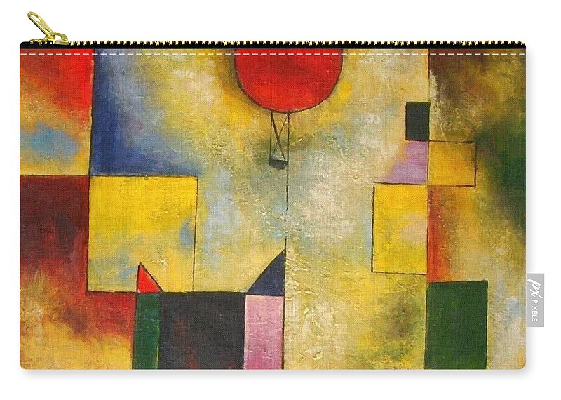 Paul Klee Zip Pouch featuring the painting Red Balloon by Paul Klee