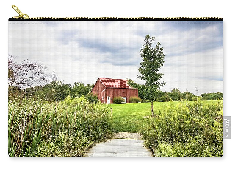 Dawes Zip Pouch featuring the photograph Red Barn at Dawes Arboretum by Tom Mc Nemar