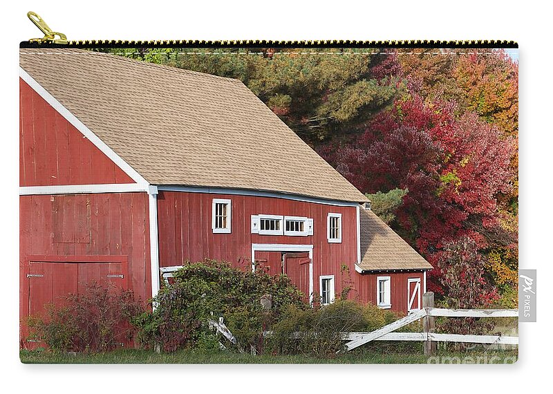 Red Barn Zip Pouch featuring the photograph Red Barn by Jim Gillen