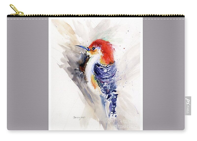 Bird Zip Pouch featuring the painting Red-bellied Woodpecker by Christy Lemp