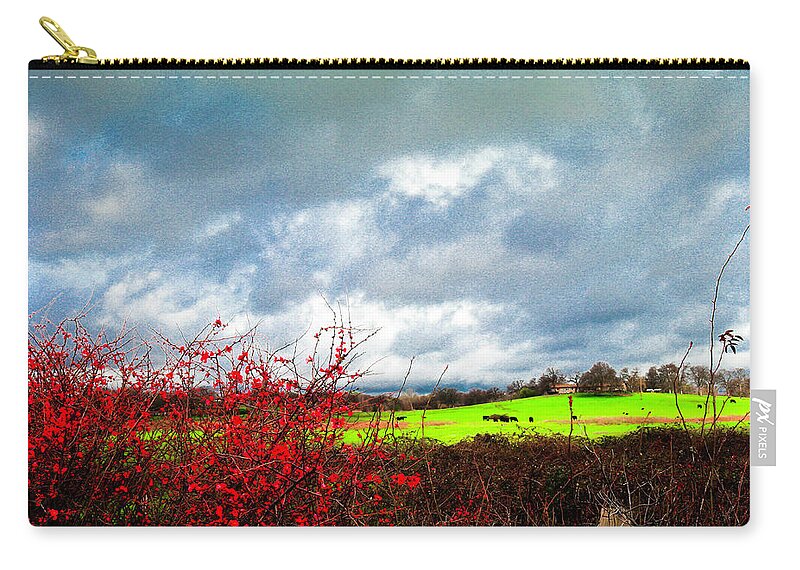 Green Grass Zip Pouch featuring the photograph Red berrie bushes by Dr Janine Williams