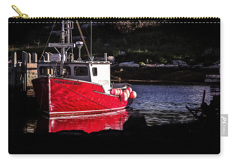 Peggy's Cove Zip Pouch featuring the photograph Red Boat at Peggy's Cove by Patrick Boening