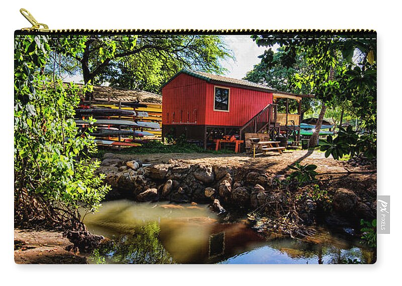 Napili Zip Pouch featuring the photograph Red Boathouse by Baywest Imaging