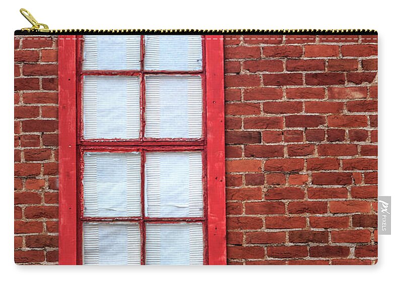 Brick Zip Pouch featuring the photograph Red Brick And Window by James Eddy