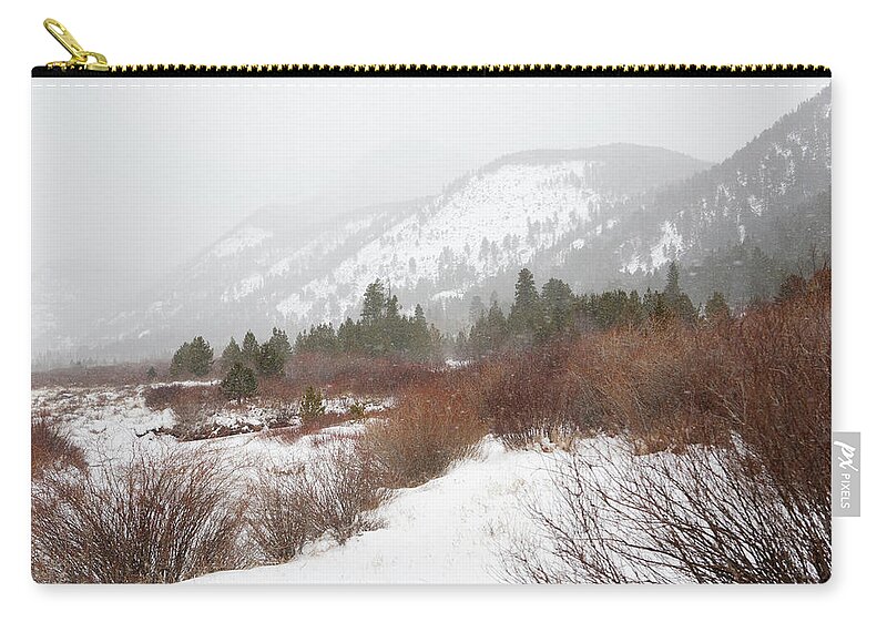 White Zip Pouch featuring the photograph Red Brush by Marilyn Hunt