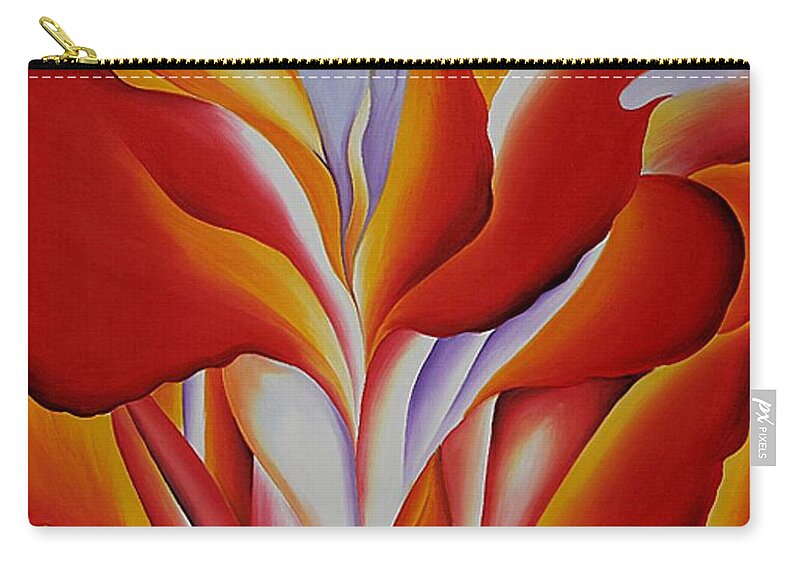 Red Zip Pouch featuring the painting Red Canna by Georgia OKeefe