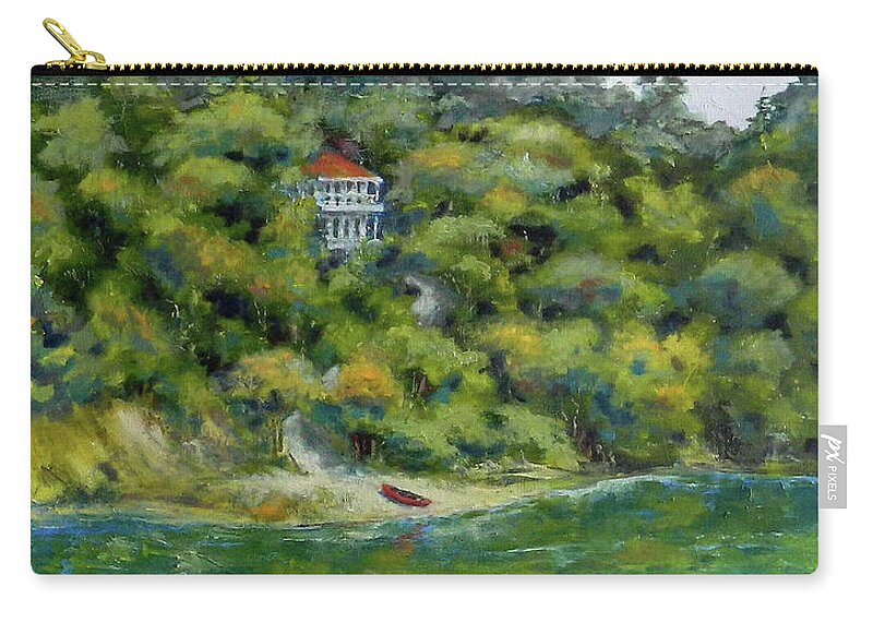 Landscape Zip Pouch featuring the painting Red Canoe by William Reed