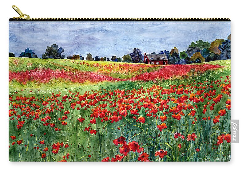 Poppy Zip Pouch featuring the painting Red Carpet by Hailey E Herrera