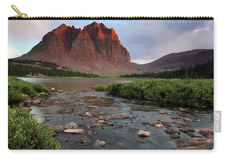 Utah Carry-all Pouch featuring the photograph Red Castle Sunset with last light of the day by Brett Pelletier
