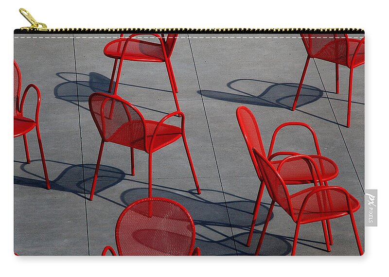Urban Zip Pouch featuring the photograph Red Chairs by Stuart Allen