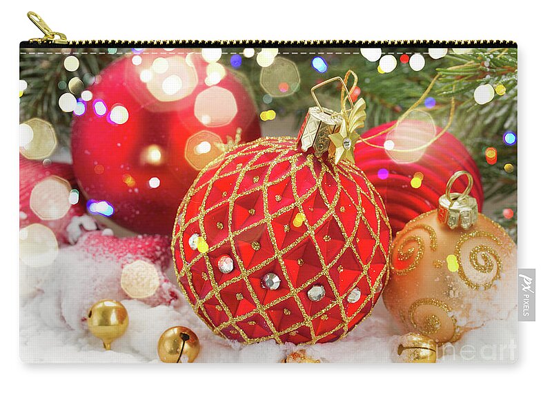 Christmas Zip Pouch featuring the photograph Red Christmas 2 by Anastasy Yarmolovich