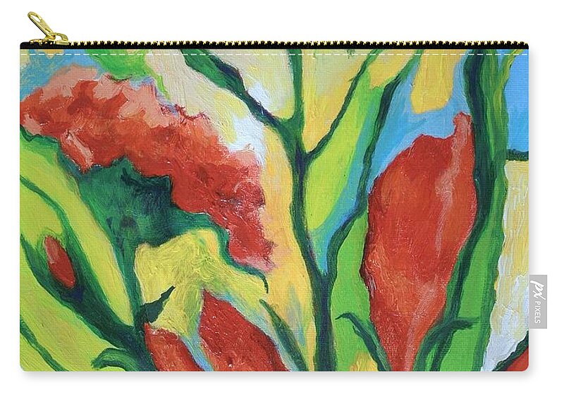 Flowers Zip Pouch featuring the painting Red Delight by Alison Caltrider