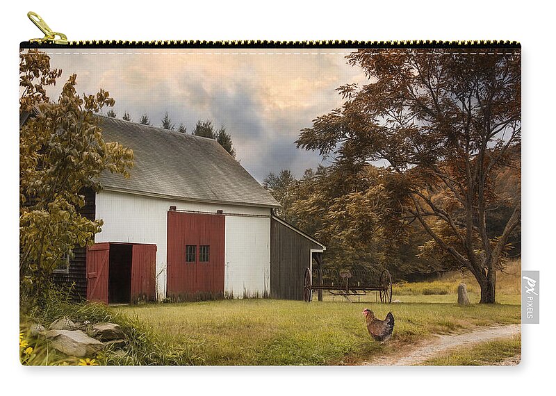 Barn Zip Pouch featuring the photograph Red Door Farm by Robin-Lee Vieira