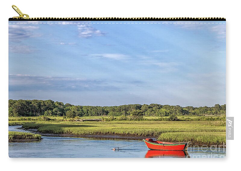 Boat Zip Pouch featuring the photograph Red Dory - 1 by Robert Anastasi