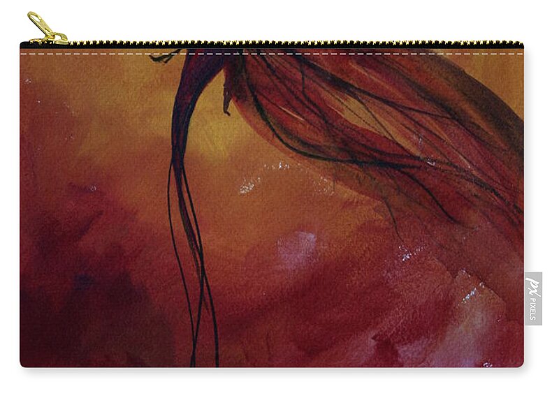Paint Zip Pouch featuring the painting Red Dragonfly by Julie Lueders 