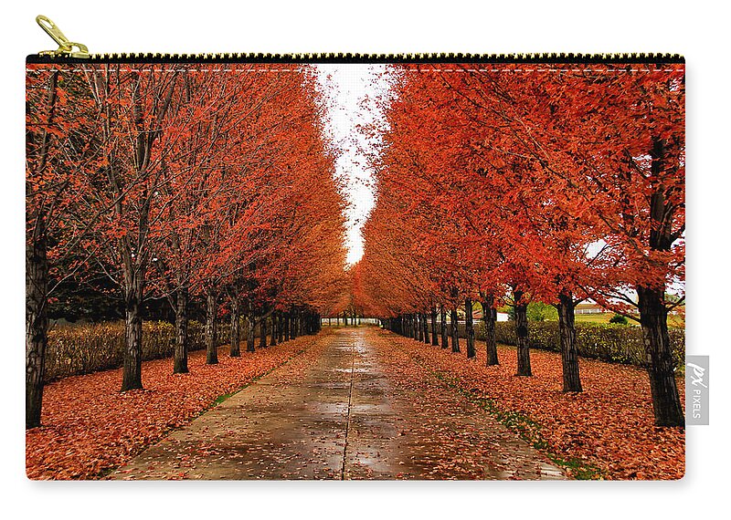 Fall Color Zip Pouch featuring the photograph Red Drive by Juli Ellen