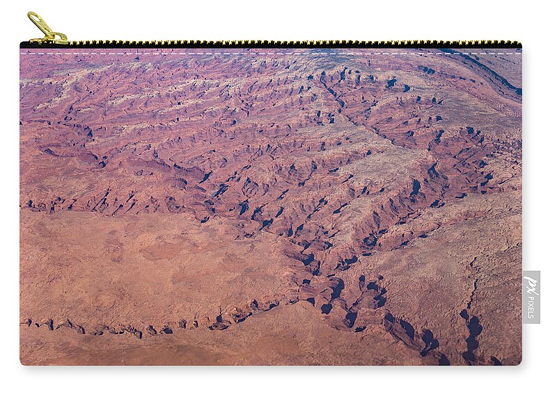 Georgia Mizuleva Zip Pouch featuring the photograph Red Earth - Flying Over Meandering Canyons Rverbeds and Mesas by Georgia Mizuleva