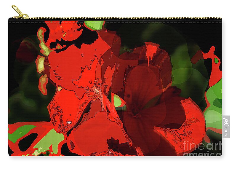 Flower Zip Pouch featuring the digital art Red flowerpower by Deb Nakano