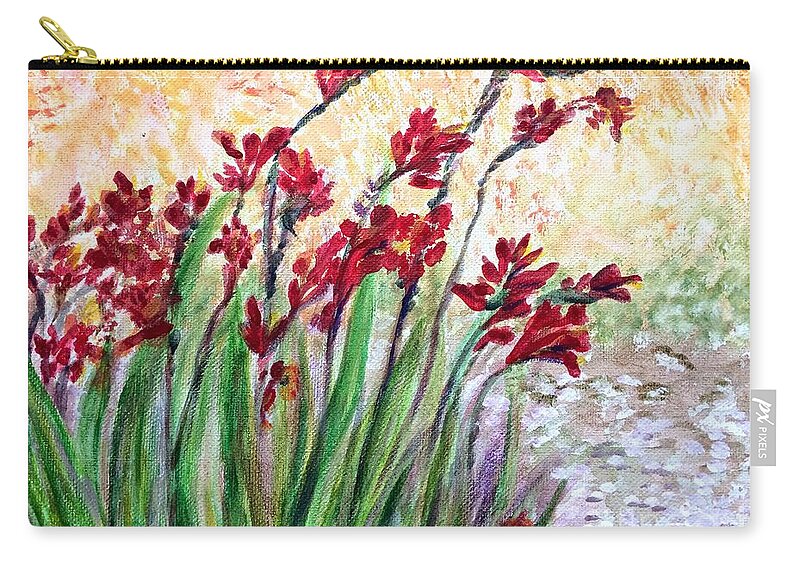 Red Flowers Carry-all Pouch featuring the painting Red Flowers by Deb Stroh-Larson