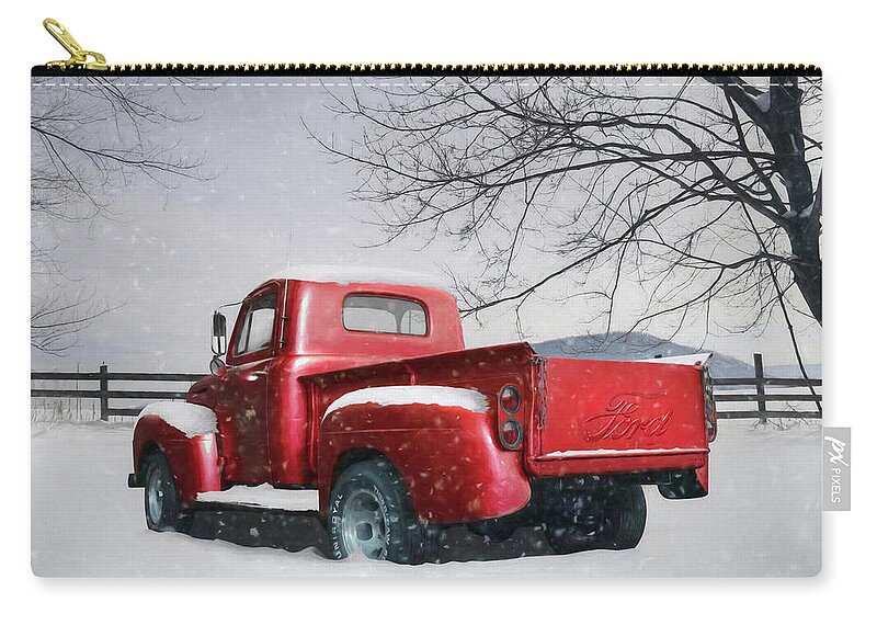 Truck Zip Pouch featuring the photograph Red Ford Pickup by Lori Deiter