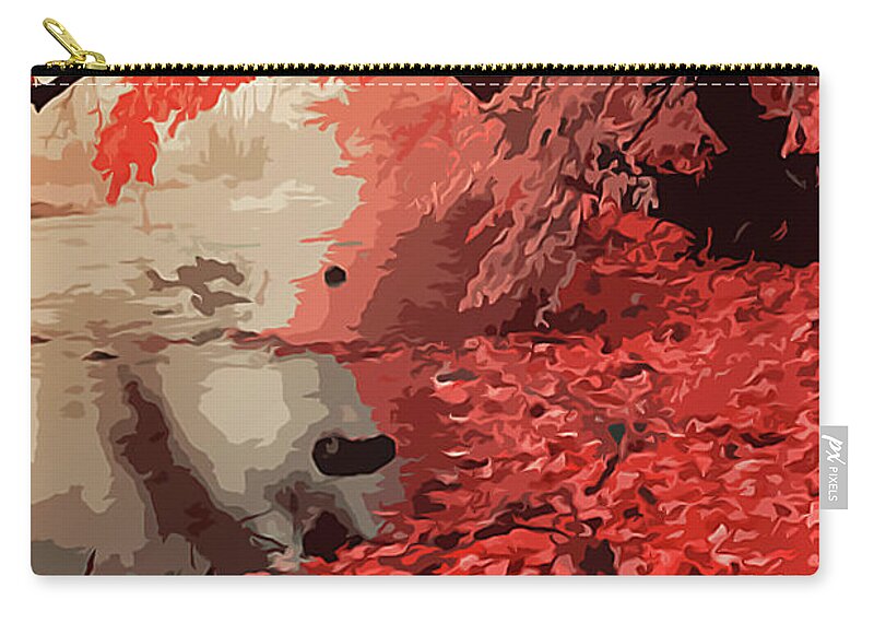Red Zip Pouch featuring the painting Red Forest in Autumn by AM FineArtPrints