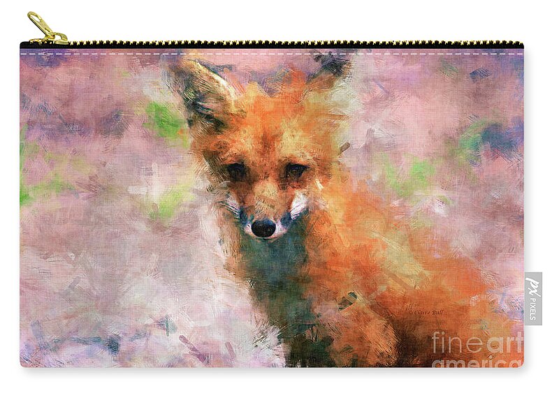 Fox Zip Pouch featuring the digital art Red Fox by Claire Bull