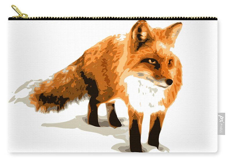Fox Carry-all Pouch featuring the digital art Red Fox in Winter by DB Artist