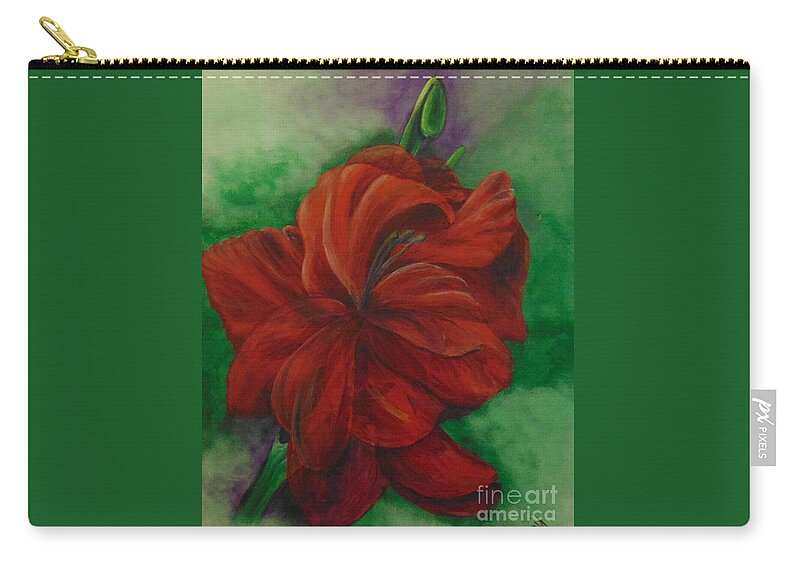 Floral Zip Pouch featuring the painting Red Gladiolus by Saundra Johnson