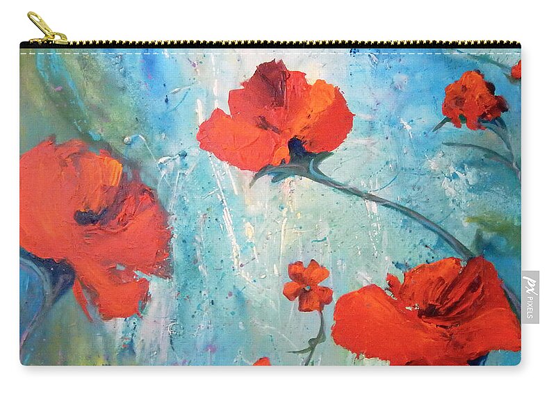 Top Artist Zip Pouch featuring the painting Red Glory by Sharon Nelson-Bianco