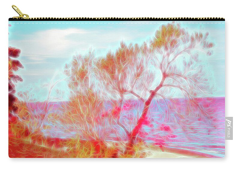 Beach Zip Pouch featuring the photograph Red Glow Beach Tree by Aimee L Maher ALM GALLERY