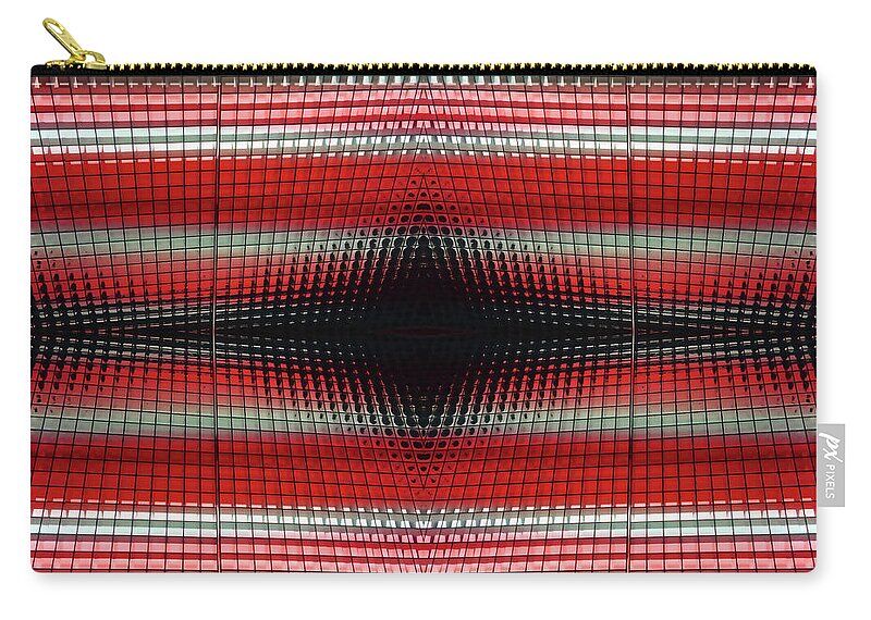 Grid Zip Pouch featuring the photograph Red Grid Abstract by Mary Bedy