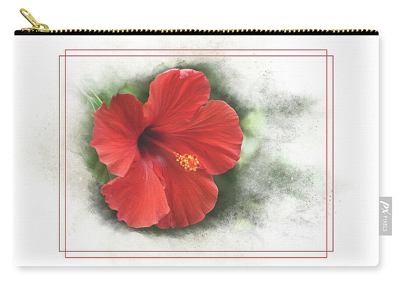 Red Hibiscus Zip Pouch featuring the photograph Red Hibiscus by Joann Copeland-Paul