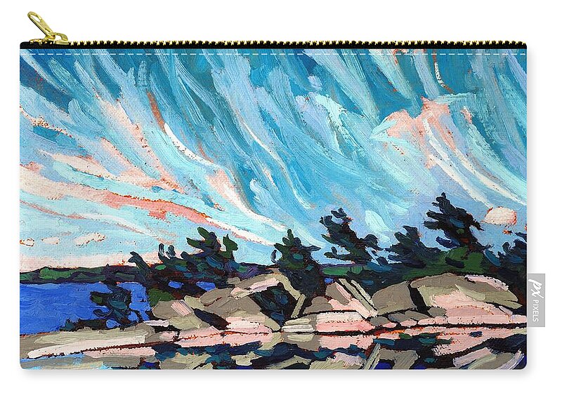 Red Zip Pouch featuring the painting Red Horse Cirrus by Phil Chadwick