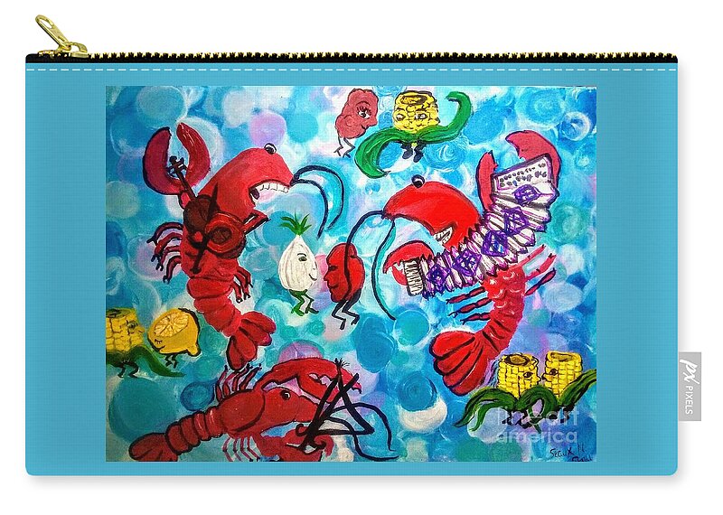 Red Hot Crawfish Ball Zip Pouch featuring the mixed media Red Hot Crawfish Ball by Seaux-N-Seau Soileau