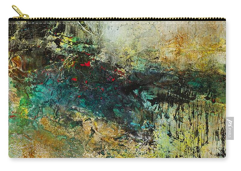 Abstract Landscapes Zip Pouch featuring the painting Red in the Landscape by Frances Marino