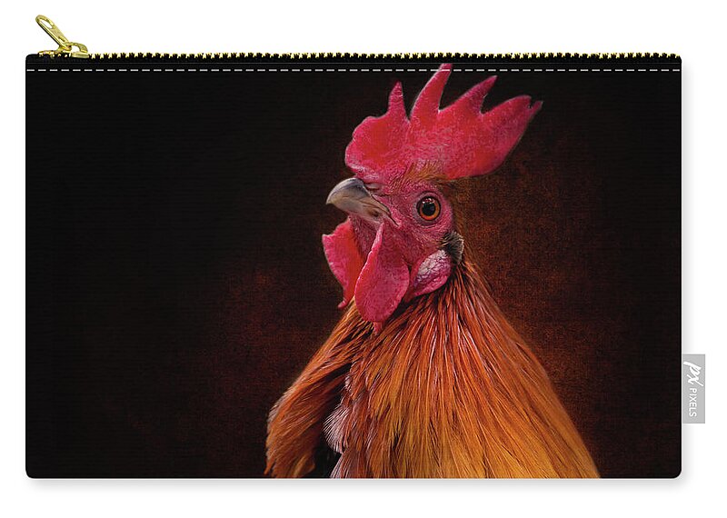 Red Jungle Fowl Zip Pouch featuring the photograph Red Jungle Fowl Rooster by Diana Andersen