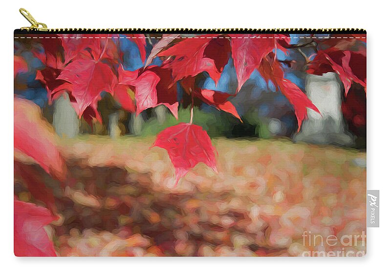 Leaf Zip Pouch featuring the digital art Red Leaves by Ed Taylor