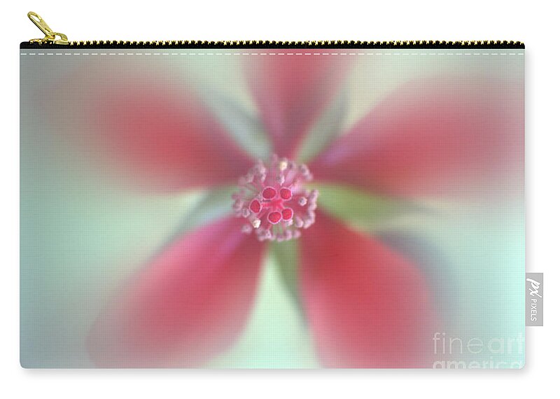 Abstract Zip Pouch featuring the photograph Red Macro Floral Art by Ella Kaye Dickey