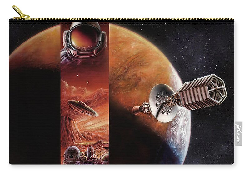 Space Zip Pouch featuring the painting Red Mars Cover Painting by Don Dixon