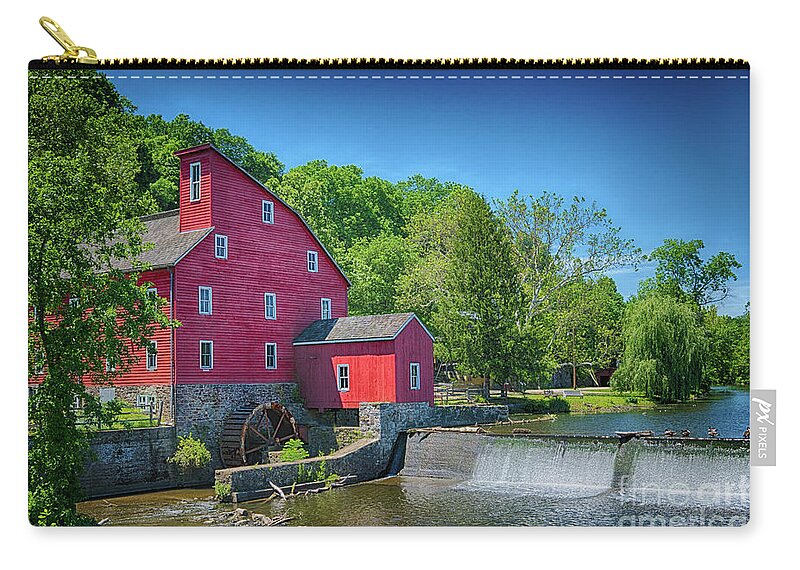 Red Mill Of Clinton New Jersey Zip Pouch featuring the photograph Red Mill of Clinton New Jersey by Priscilla Burgers