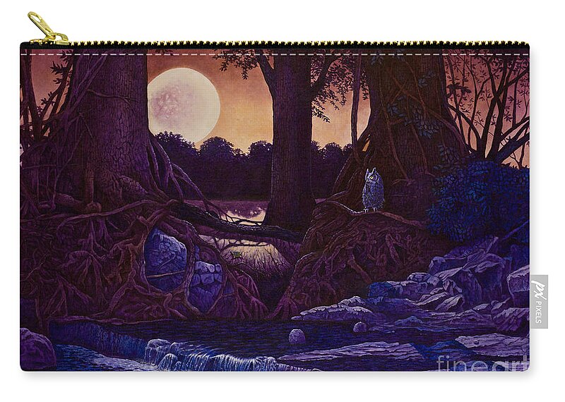 Moon Zip Pouch featuring the painting Red Moon by Michael Frank