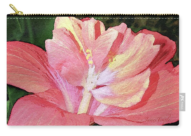 Red Morning Digital Watercolor Zip Pouch featuring the digital art Red Morning Digital Watercolor by James Temple