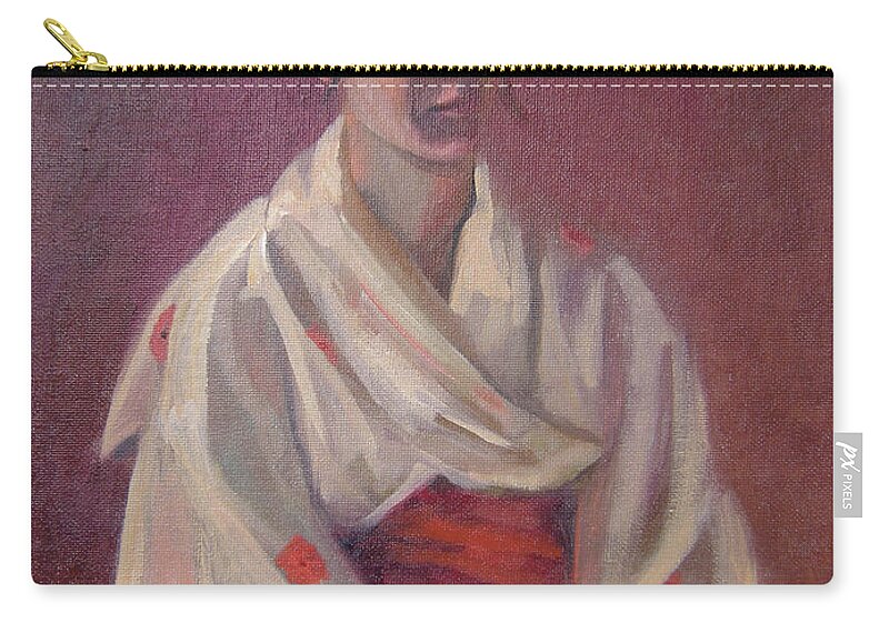 Girl Zip Pouch featuring the painting Red Obi by Lilibeth Andre
