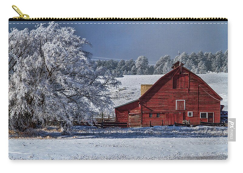 Winter Zip Pouch featuring the photograph Red on White by Alana Thrower