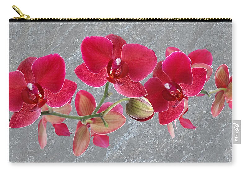 Red Orchid Zip Pouch featuring the photograph Red Orchid Panoramic by Gill Billington