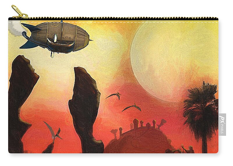Airship Zip Pouch featuring the digital art Red Planet by Ken Morris