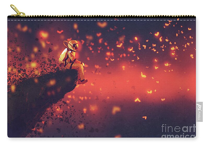Acrylic Zip Pouch featuring the painting Red planet by Tithi Luadthong