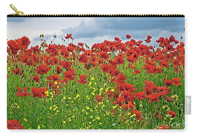Red Poppy Zip Pouch featuring the photograph Red Poppies by Martyn Arnold