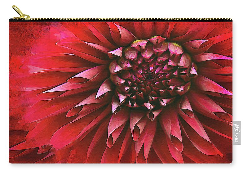 Dahlia Zip Pouch featuring the photograph Red Rebellion by Vanessa Thomas